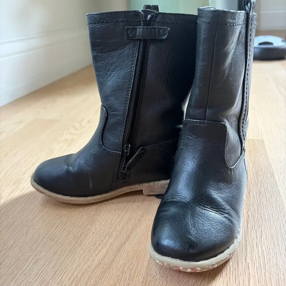 Cat & Jack Black Girls Boots with Zipper